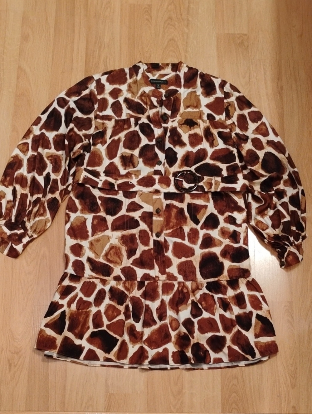 Banana Republic Brown and Cream Animal-Print Dress